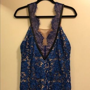 Three Floor floral lace mini dress